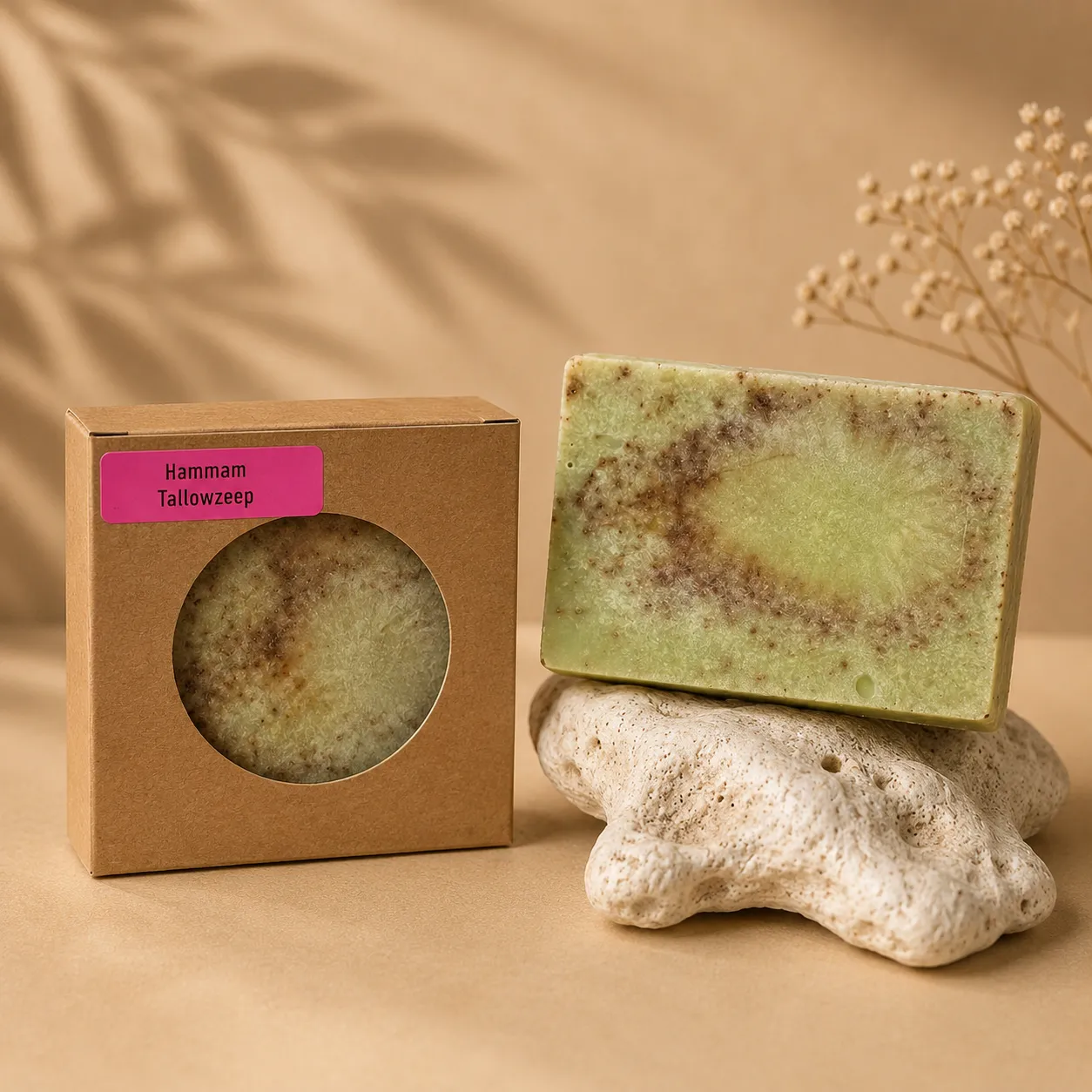 Handgemaakte tallowzeep Hammam met gemalen koffie - exfoliërende natuurlijke zeep van Een Bundel Geluk Enkhuizen
